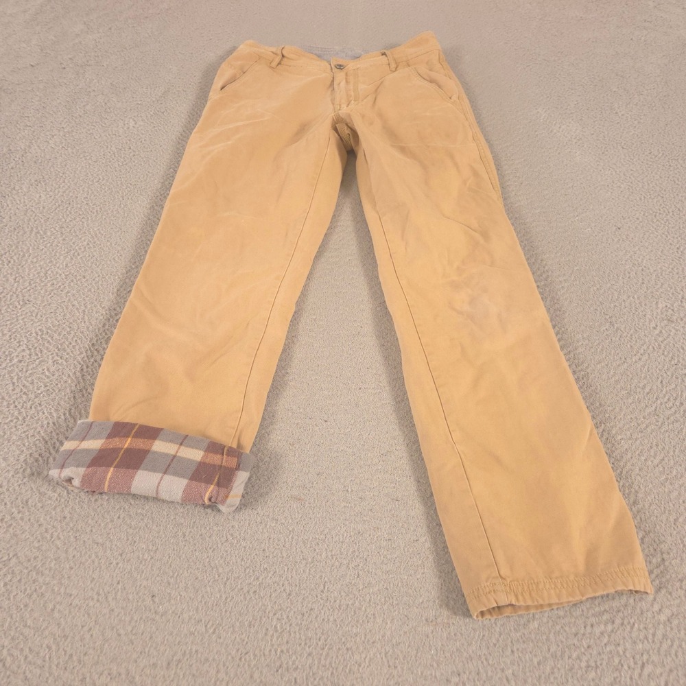 Columbia Pants Mens 30x32 Tan Straight Leg Fleece Lined Cotton Canvas Outdoor